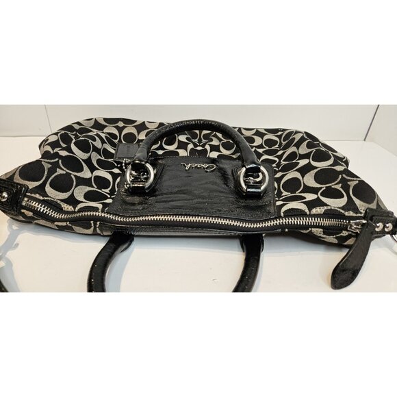 Coach Ashley Signature Black Silver Large Satchel Handbag Shoulder Bag F15443 - Picture 5 of 16